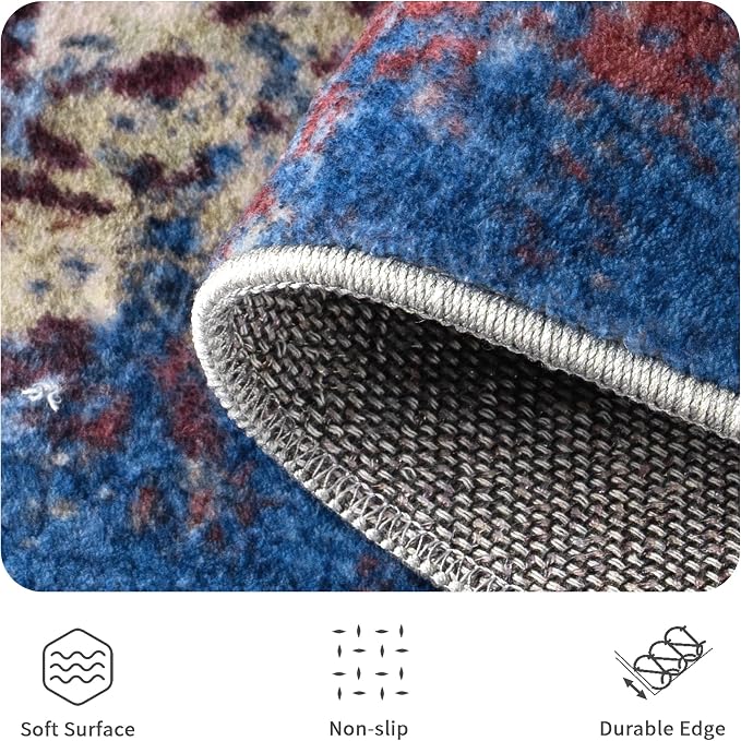 5x7 Area Rugs - Modern Abstract Washable Rug, Ultra Soft Non Slip Low Pile - Image 5
