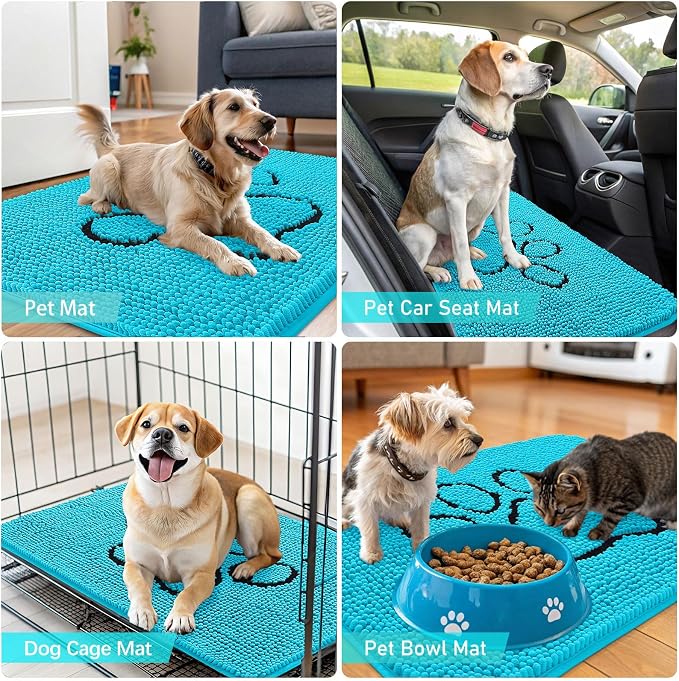 OLANLY Dog Door Mat for Muddy Paws 36x24, Paw Print Design, Absorbs Moisture - Image 7