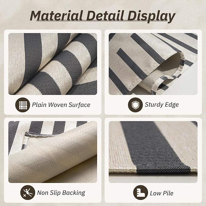 AMOAMI Outdoor Rug Patio Rug 9x12 ft Quick Dry Flatweave Textured Machine - Image 3