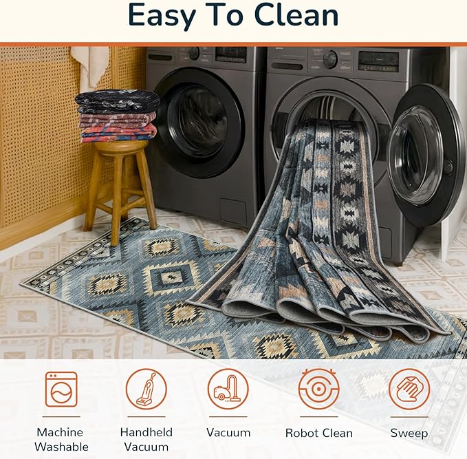 BESTSWEETIE Area Rug 9x12 Rug Machine Washable Non-Slip Low Pile Print Pattern - Image 3