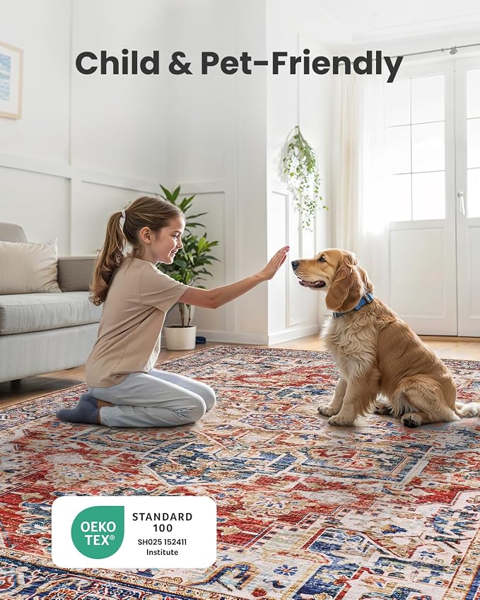 AMADA HOMEFURNISHING 8x10 Washable Area Rug, Low-Profile Large Area Rug - Image 5