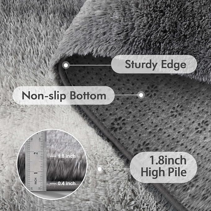 Area Rugs for Living Room, Tie-Dyed 5x7 Feet Soft Fluffy Shagg Plush Rug High - Image 5
