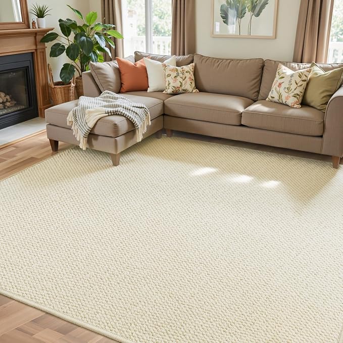 Faux Jute Area Rug 5'x7', Washable & Non-Slip, No Odor. Farmhouse Boho Style by Unknown