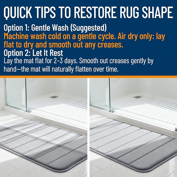 OLANLY Memory Foam Bath Mat 59x35, Super Soft Absorbent Bathroom Rugs, Quick Dry - Image 3