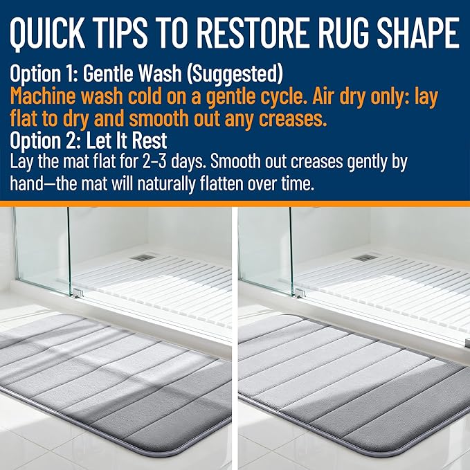 OLANLY Memory Foam Long Bathroom Rugs Runner 70x24, Super Soft Absorbent Bath - Image 3
