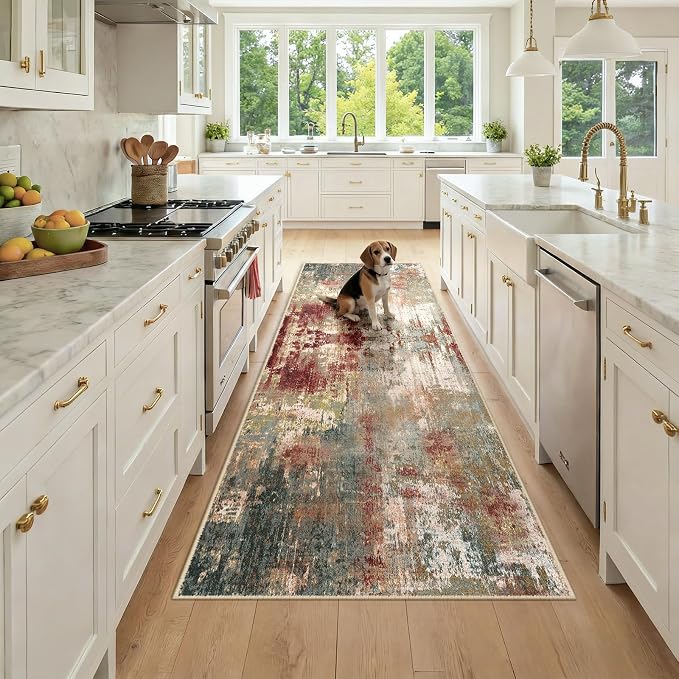 RELEANY Washable Area Rugs 3x8 Non-Slip Modern Abstract Soft by RELEANY