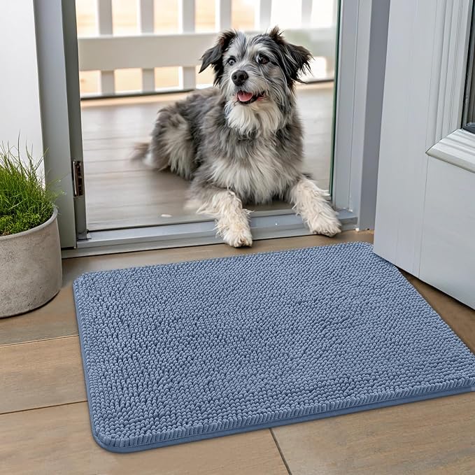 Smiry Dog Door Mat for Muddy Paws 24x16, Absorbent Dirt Trapper, Non-Slip by Smiry