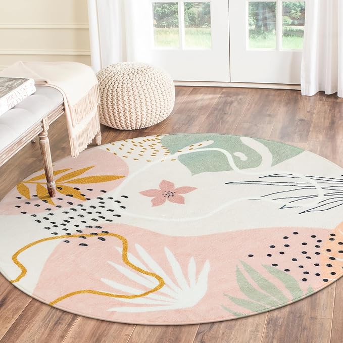 Lahome Pink Round Rugs 8Ft - Image 6