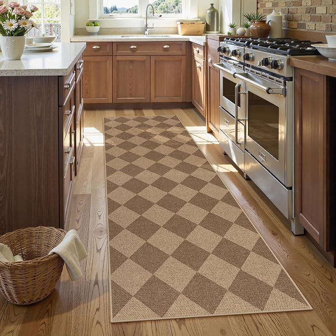 Lahome Checkered Easy Runner Rug, 2x8 Carpet Runners - Image 3