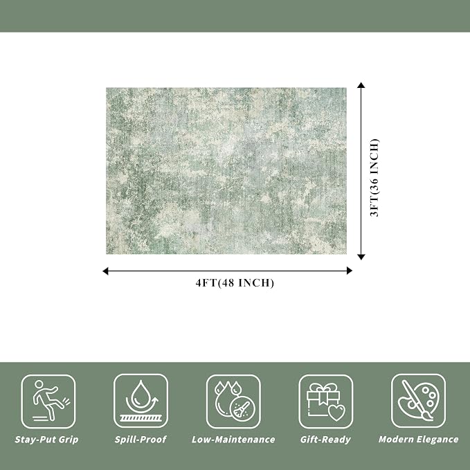 3x4 Washable Entryway Area Rug – Non-Slip Modern Abstract Small Area Rug - Image 2