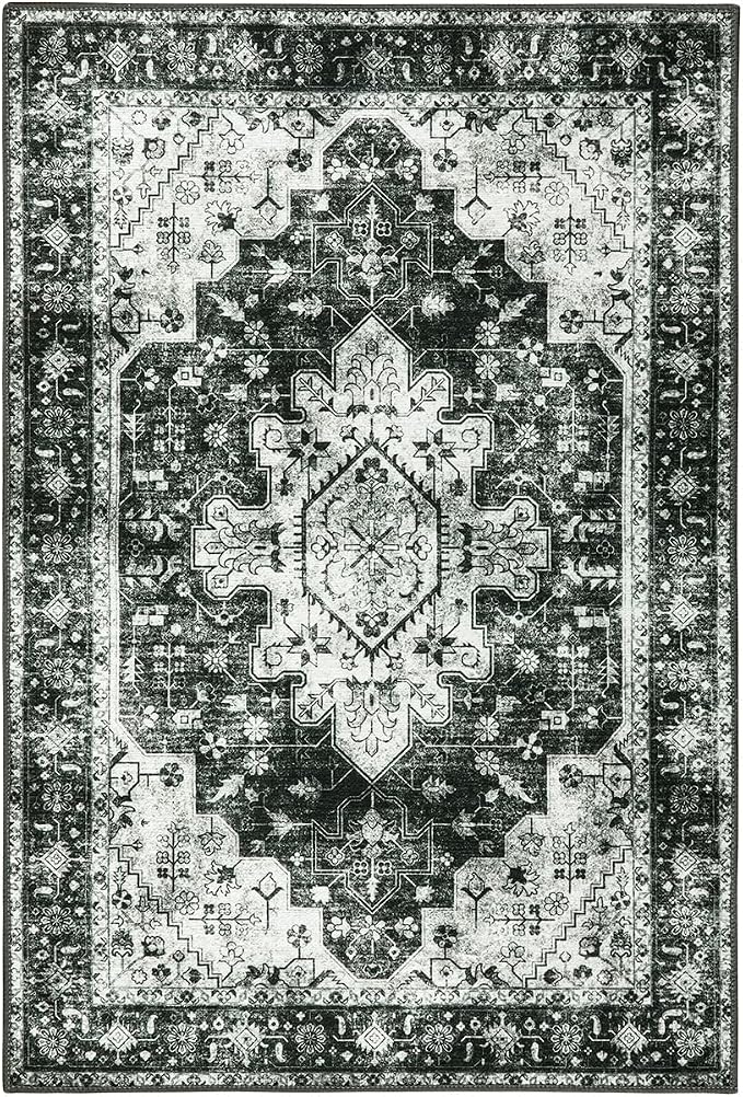 Moynesa Washable 2x3 Entryway Rug Small Front Door Mat, Distressed Low Pile - Image 5