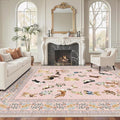 Floral Washable 6x9 Dogs Area Rugs, Soft Pink Bedroom Rug by WelcometoBabovid