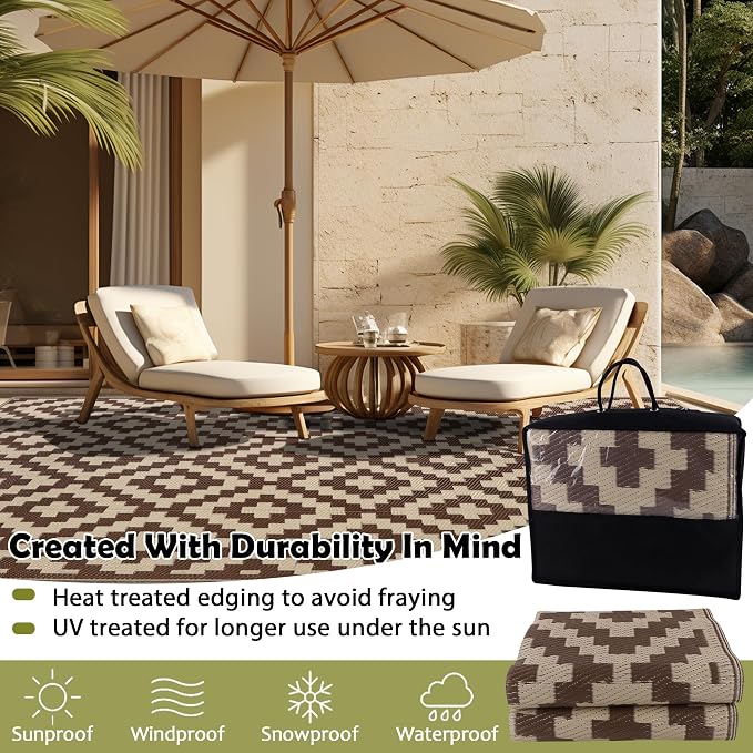 SAND MINE Reversible Mats, Plastic Straw Rug, Modern Area Rug, Large Floor Mat - Image 4