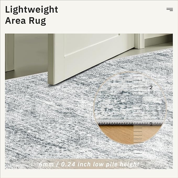 Soalmost Area Rug 10x12 Vintage Washable Living Room Large Gray Carpet Non Slip - Image 9