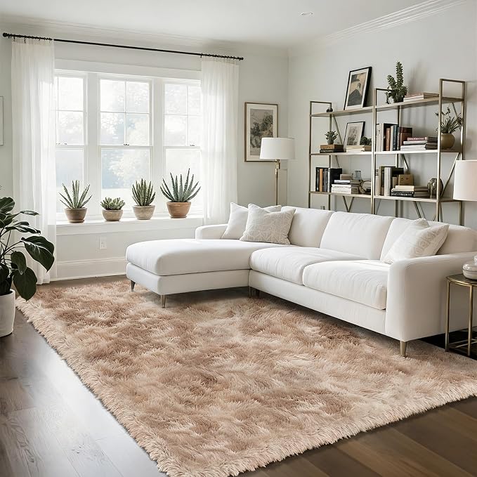 yongyangjuxin Fluffy Rug Shag Area Rug, Mottling Beige 6x9 Area Rugs by Yongyangjuxi