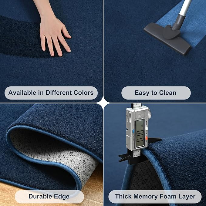 Amearea Modern Area Rugs for Bedroom Living Room, 4x6 Feet Navy Blue Thickened - Image 7