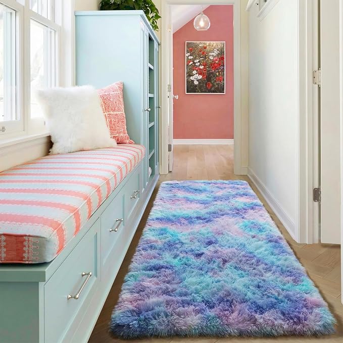 ONASAR Rainbow Runner Rugs for Bedroom Living Room, Fluffy 2x6 Bedside Hallway - Image 6