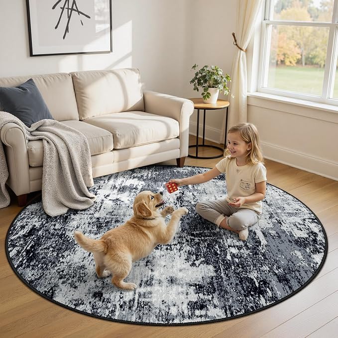 RELEANY Washable Area Rugs 8ft Non-Slip Modern Abstract Soft by RELEANY