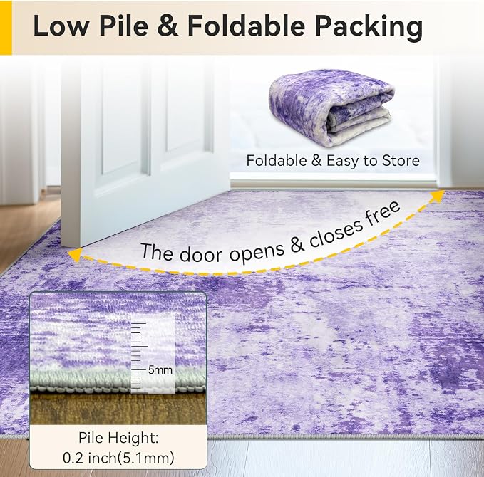 RELEANY Washable Area Rugs Square 8ft Non-Slip Modern Abstract Soft - Image 4
