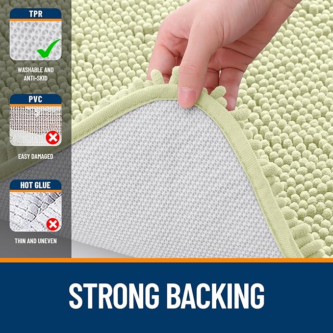 OLANLY Bathroom Rugs 34x21, Extra Soft Absorbent Chenille Bath Rugs, Rubber - Image 6