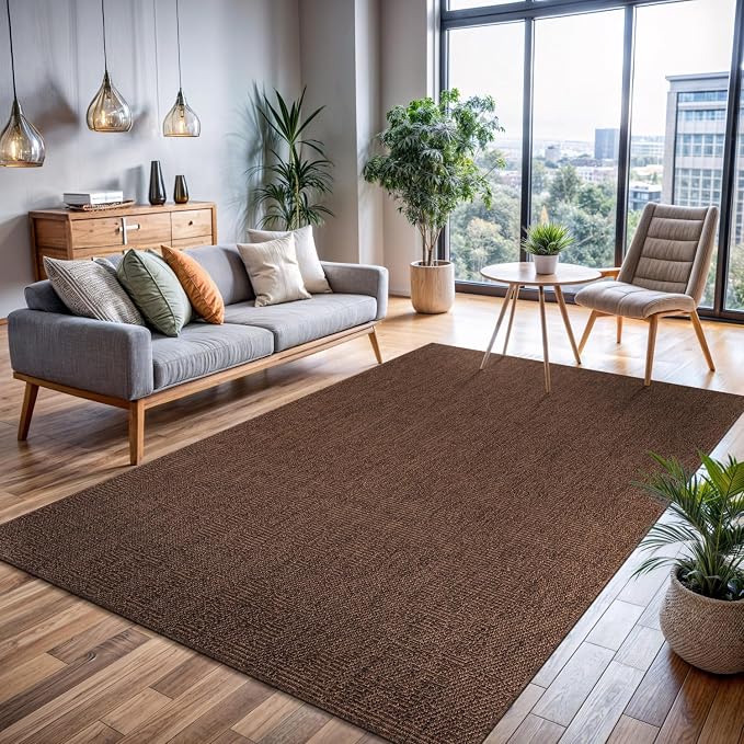 CAMILSON Easy Jute Rug 5x7, Indoor Outdoor Brown Color Fiber Area Rugs - Image 6