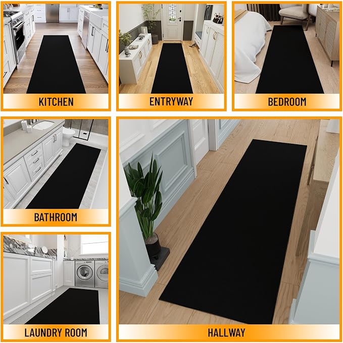 Ottomanson Hallway Runner Rug 2'7" x 12' Non Slip Solid Area Rugs Easy to Clean - Image 3