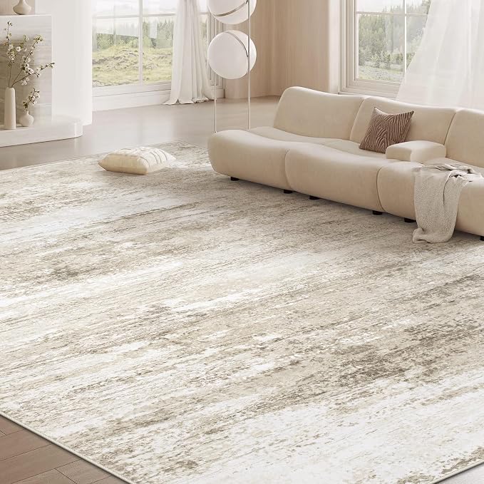 Washable Rug 10x14 Area Rugs for Living Room: Large Neutral Soft Rug Abstract - Image 4