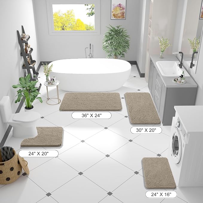 OLANLY Bathroom Rugs 30x20, Extra Soft Absorbent Chenille Bath Rugs, Rubber - Image 2