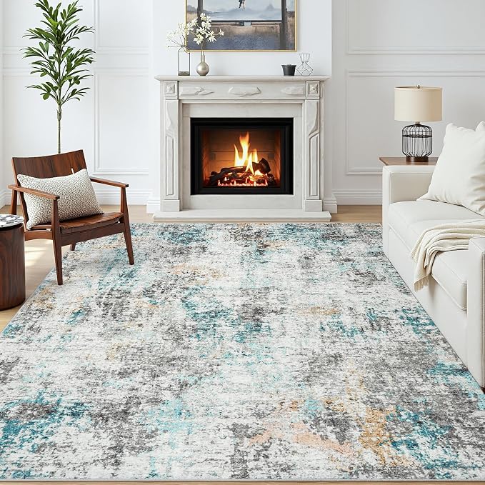 Area Rugs 6x9 Living Room: Large Soft Washable Rug Modern Abstract Anti-Skid - Image 2