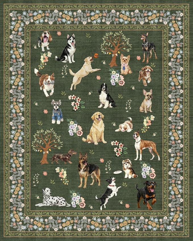 Dogs Area Rugs 5x7, Rug for Bedroom Ultra-Thin Soft, Non-Slip Washable Rugs by WelcometoBabovid
