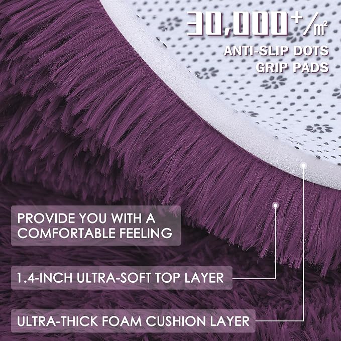 OLANLY 2x3 Machine Washable Small Bedside Rug, Soft Fluffy Shaggy Entryway - Image 7