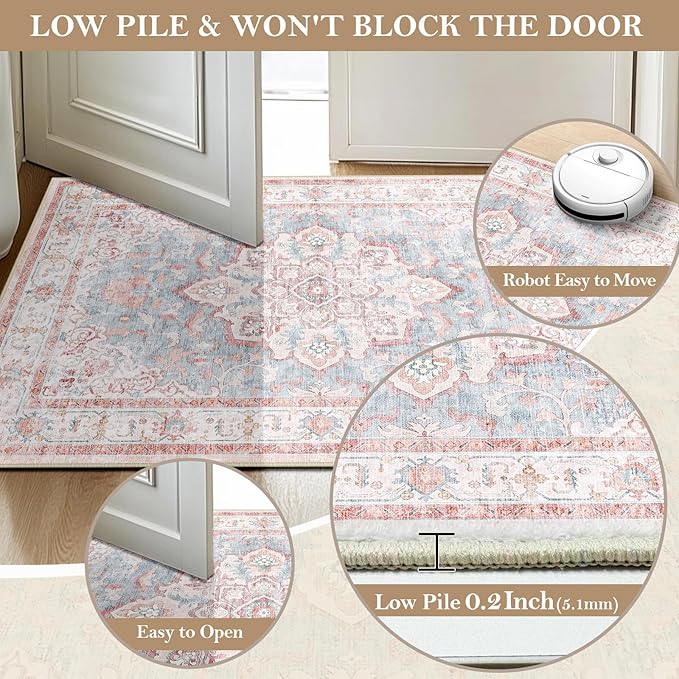 CAPALOCA Machine Washable Rugs Nursery Rug 6x9 Cute Girl Non Slip Low Pile - Image 6