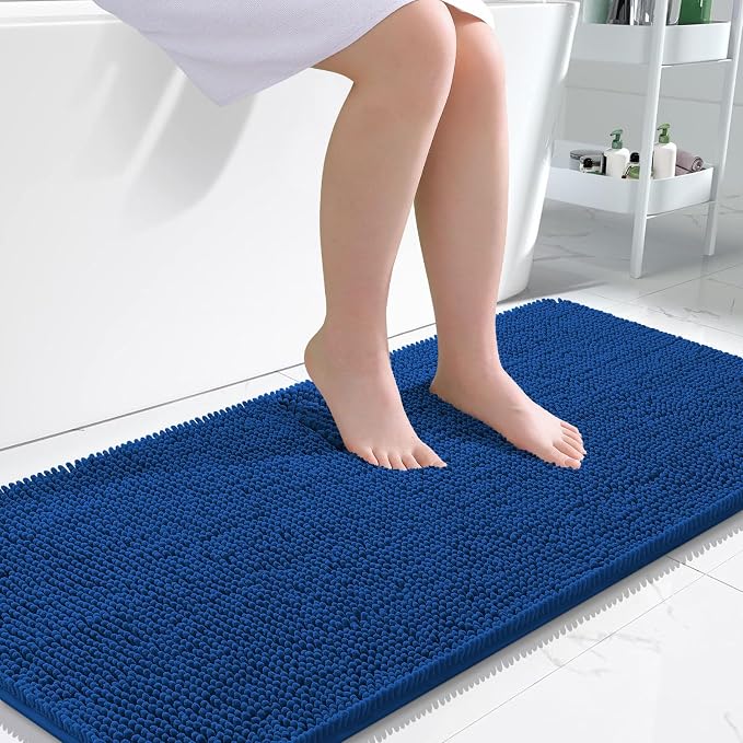OLANLY Large Bathroom Rugs 45x27, Soft Absorbent Chenille Bath Rugs, Rubber by OLANLY