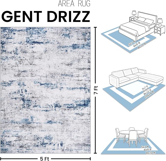 Area Rug Living Room Rugs: 5x7 Large Soft Indoor Carpet Modern Abstract Rug - Image 2