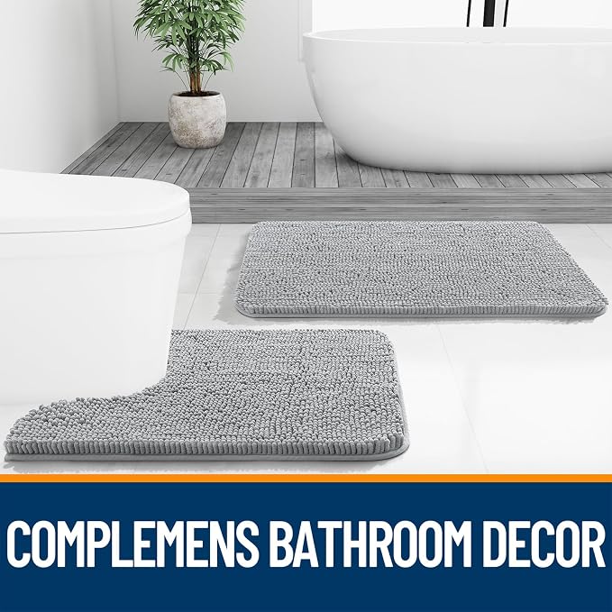 OLANLY Bathroom Runner Rugs 47x17, Soft Absorbent Chenille Bath Rugs, Rubber - Image 7