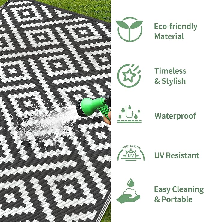 GENIMO 5'x8' Outdoor Rug Waterproof, Reversible Mats, Outdoor Area Rug - Image 5
