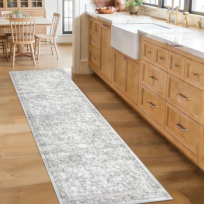 2x8 Hallway Runner Rug: Washable Vintage Floral Entryway Rugs Low Pile Non-Slip - Image 4