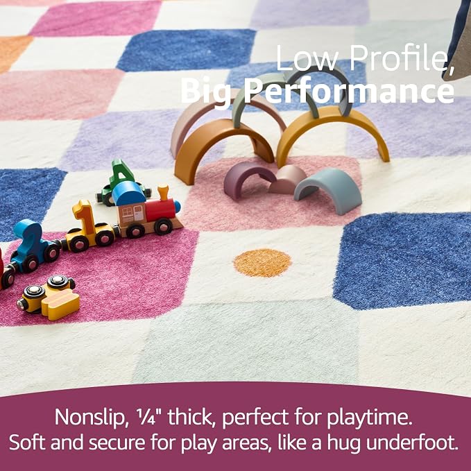 jinchan Macy 3x5 Area Rug for Kids Room Modern Colorful Checkered Diamond - Image 6