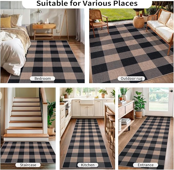 Tangsoo Checkered Easy Jute Rug 5x7 Large Washable Area Rug - Image 7