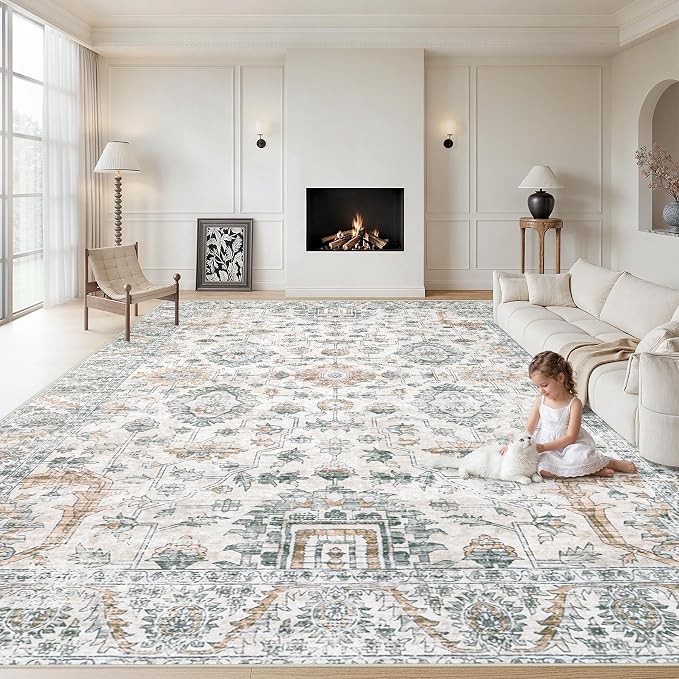 XLUEZ Area Rug 10x12 Living Room Rugs, Machine Washable Vintage Distressed Boho by XLUEZ