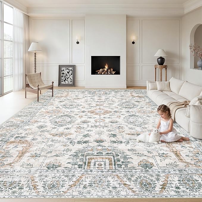 XLUEZ Area Rug 9x12 Living Room Rug, Machine Washable Vintage Distressed Boho by XLUEZ