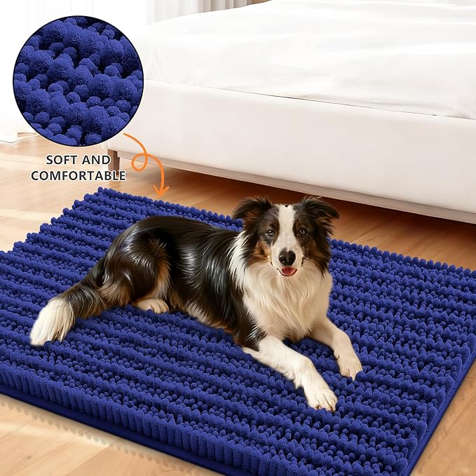 Smiry Dog Door Mat for Muddy Paws 48x30, Absorbent Dirt Trapper, Non-Slip - Image 2