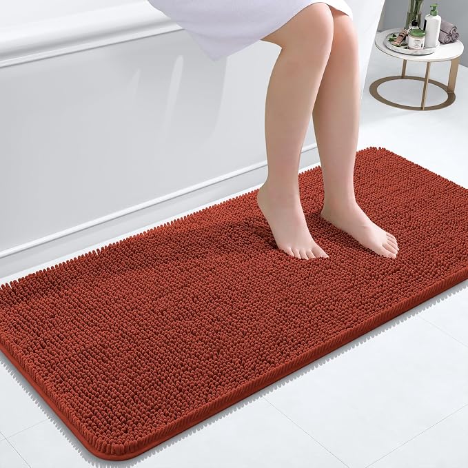 OLANLY Bathroom Runner Rugs 47x20, Soft Absorbent Chenille Bath Rugs, Rubber by OLANLY