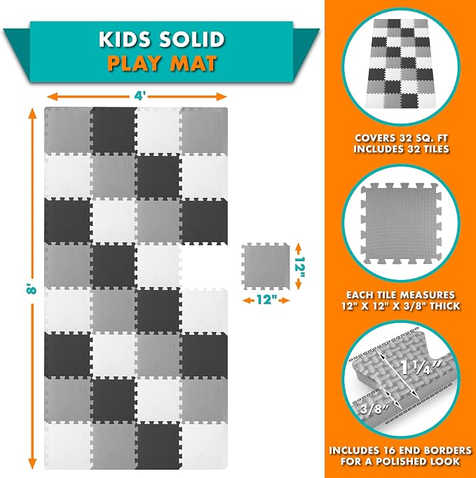 ProSource Baby Play Mat, Soft Foam Floor Tiles - Image 2