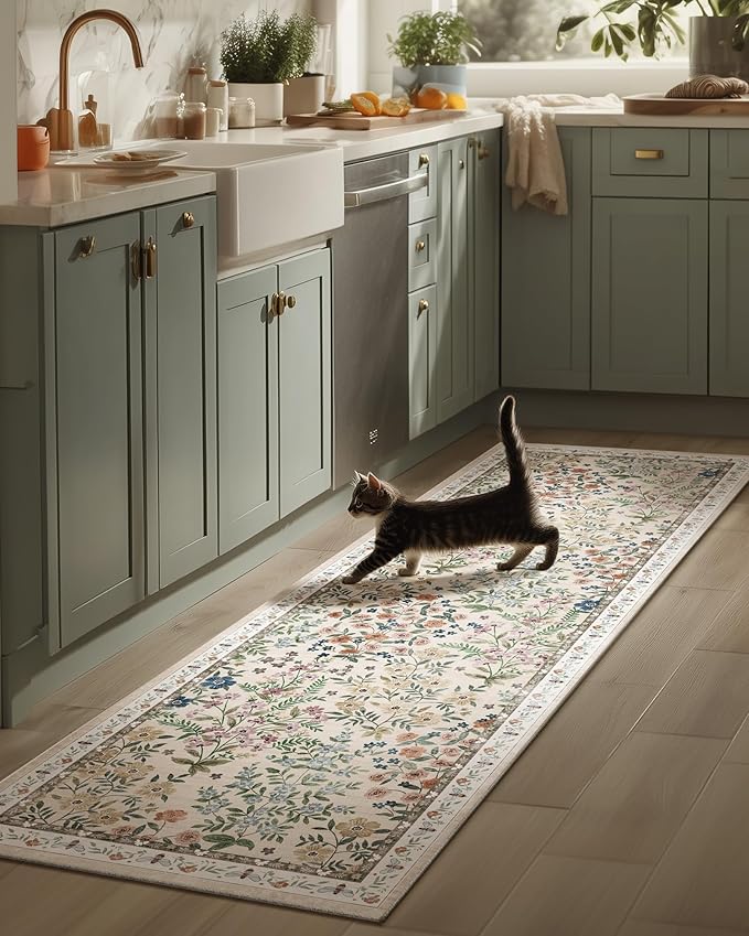 Washable Kitchen Rug Runners for Hallways: 2'6"x8' Bedroom Rug Non Slip Low by palohom