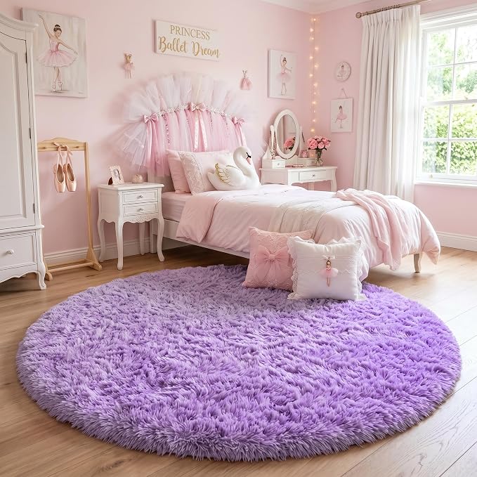 Amdrebio Purple Round Circle Rugs 6Ft - Image 3