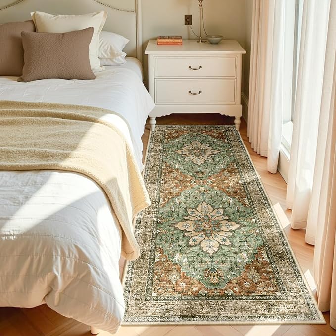 RELEANY Area Rugs Runner 2'x6' Washable Non-Slip, Floral Vintage Distress - Image 3