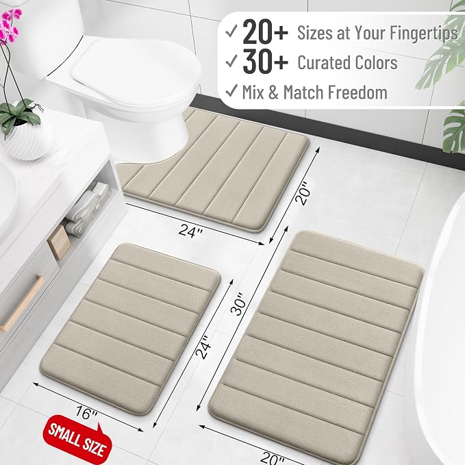OLANLY Memory Foam Bath Mat 59x35, Super Soft Absorbent Bathroom Rugs, Quick Dry - Image 2
