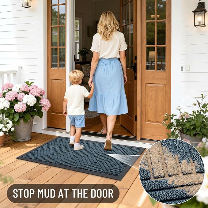 OLANLY Front Door Mat Outside Entrance 33x21, Heavy Duty Sturdy Natural Rubber - Image 6