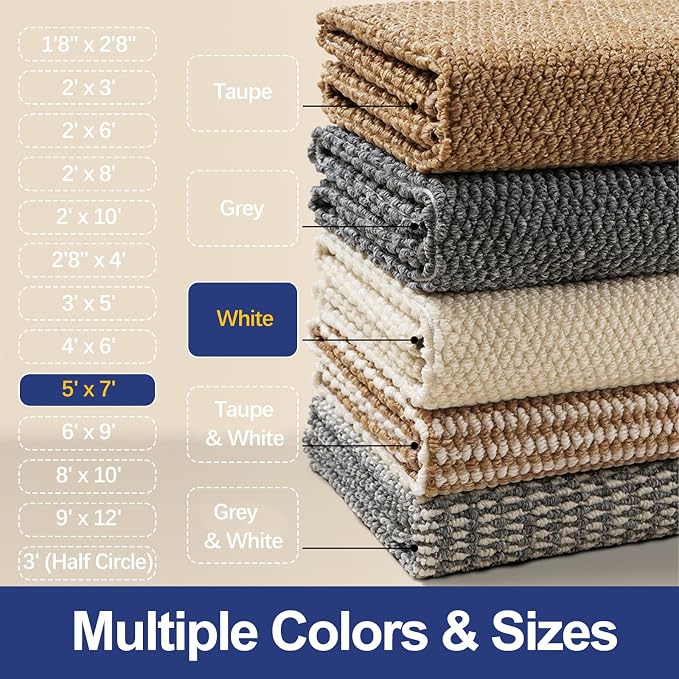 Faux Jute Area Rug 5'x7', Washable & Non-Slip, No Odor. Farmhouse Boho Style - Image 6